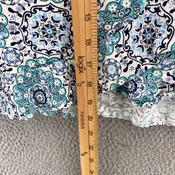 LOFT Skirt Womens 14 Blue Floral Paisley Linen Blend Faux Wrap Mini Ruffle Hem - Picture 8 of 9